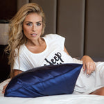 Silk Pillowcase Navy Silk Pillowcase The Goodnight Co. 